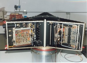 The flight model AMSAT-OSCAR 13 is shown here during final integration in Germany.