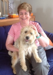 AMSAT's full time office manager, Martha Saragovitz, and her newest "assistant" named Spencer.