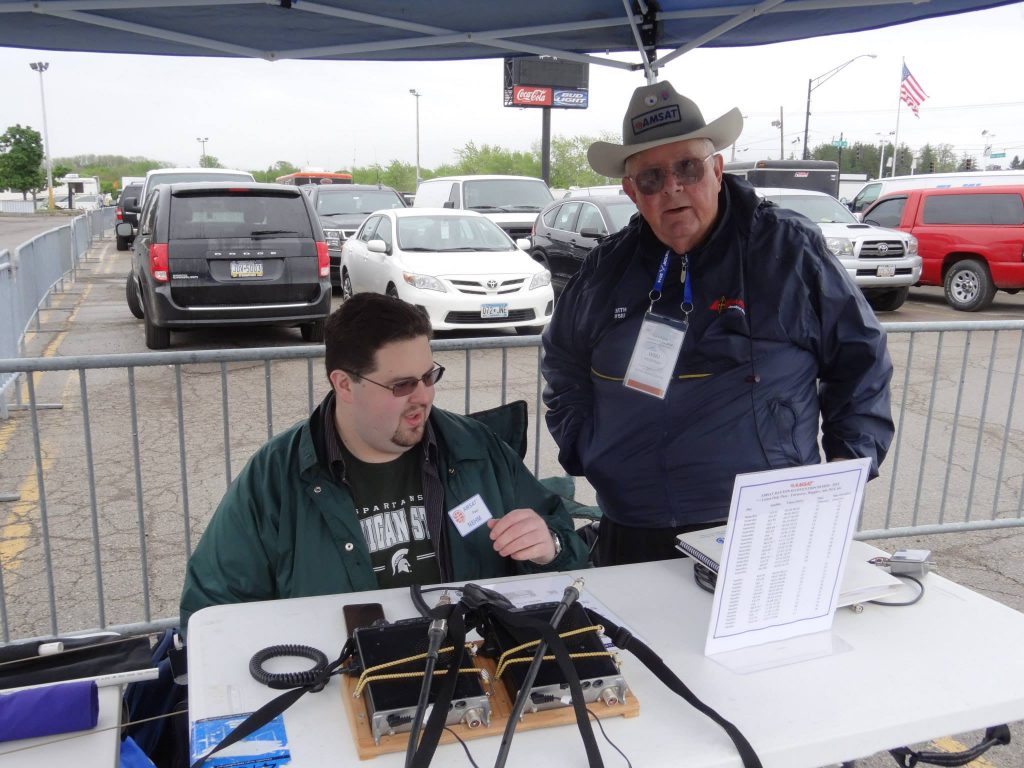Paul Stoetzer, N8HM, and Keith Pugh, W5IU, at the AMSAT Dayton Demo Station in 2014