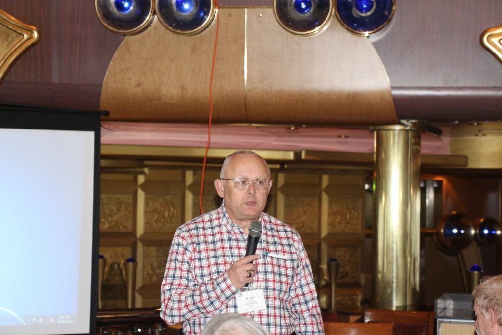 AMSAT President Barry Baines, WD4ASW, opens the 2016 AMSAT Space Symposium aboard the Carnival Liberty